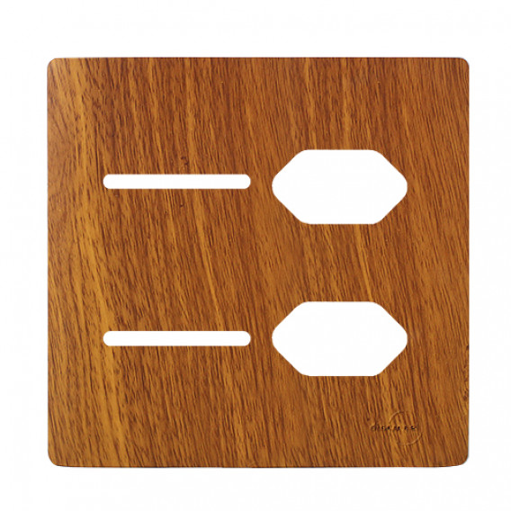 Placa 4x4 2 Interruptores + 2 Tomada - Novara Cumaru